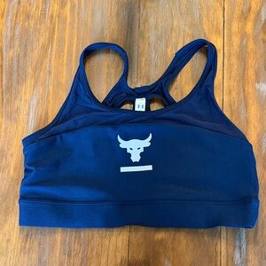 Under Armour Navy Sports Bra with White Emblem